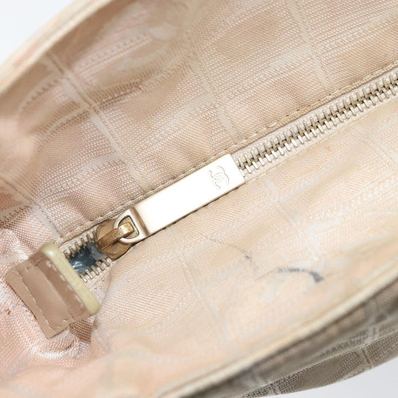 CHANEL New Travel Line Tote Bag Nylon Beige Gold CC Auth BA11779