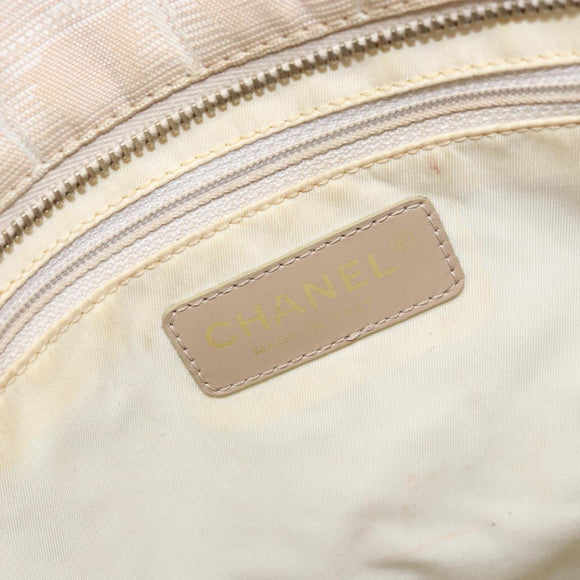 CHANEL New Travel Line Tote Bag Nylon Beige Gold CC Auth BA11779