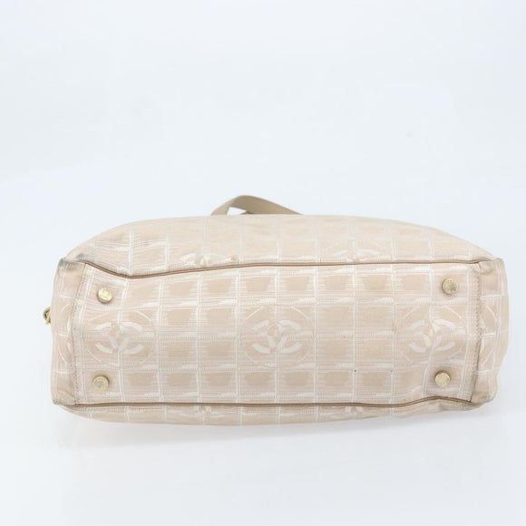 CHANEL New Travel Line Tote Bag Nylon Beige Gold CC Auth BA11779