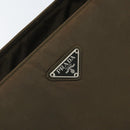 PRADA Hand Bag Nylon Khaki Silver Auth BA11783-17