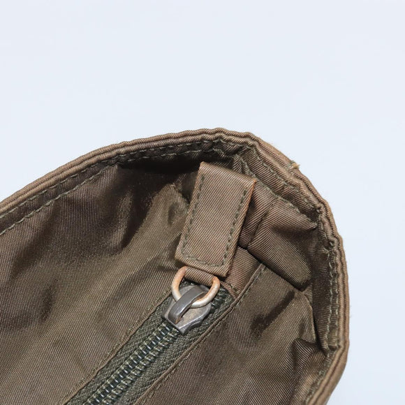 PRADA Hand Bag Nylon Khaki Silver Auth BA11783