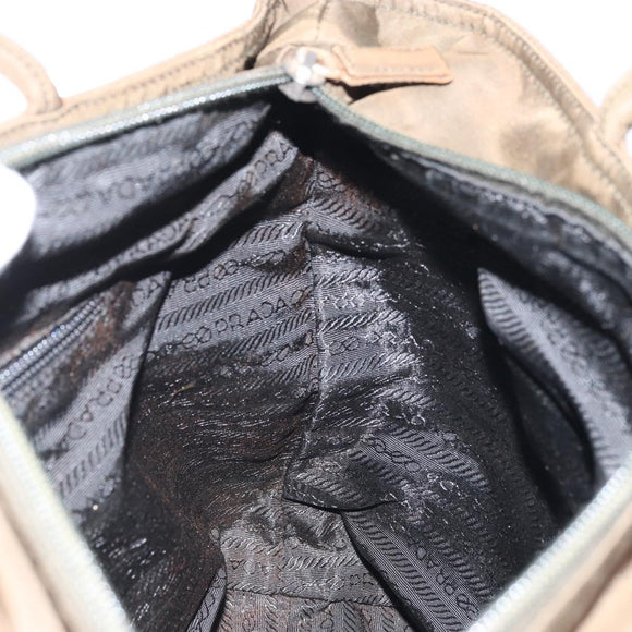 PRADA Hand Bag Nylon Khaki Silver Auth BA11783