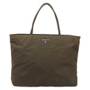 PRADA Hand Bag Nylon Khaki Silver Auth BA11783-13
