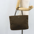 PRADA Hand Bag Nylon Khaki Silver Auth BA11783-23