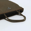 PRADA Hand Bag Nylon Khaki Silver Auth BA11783-7