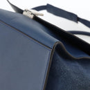CELINE Trapeze Hand Bag Leather 2way Blue Silver Auth BA11785A-9