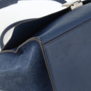 CELINE Trapeze Hand Bag Leather 2way Blue Silver Auth BA11785A-16