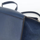 CELINE Trapeze Hand Bag Leather 2way Blue Silver Auth BA11785A-17