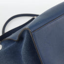 CELINE Trapeze Hand Bag Leather 2way Blue Silver Auth BA11785A-18