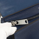 CELINE Trapeze Hand Bag Leather 2way Blue Silver Auth BA11785A-19