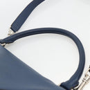 CELINE Trapeze Hand Bag Leather 2way Blue Silver Auth BA11785A-14