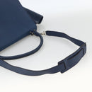 CELINE Trapeze Hand Bag Leather 2way Blue Silver Auth BA11785A-8