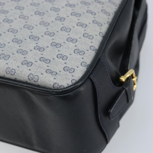 GUCCI Micro GG Supreme Hand Bag PVC Navy Gold Auth BA11789