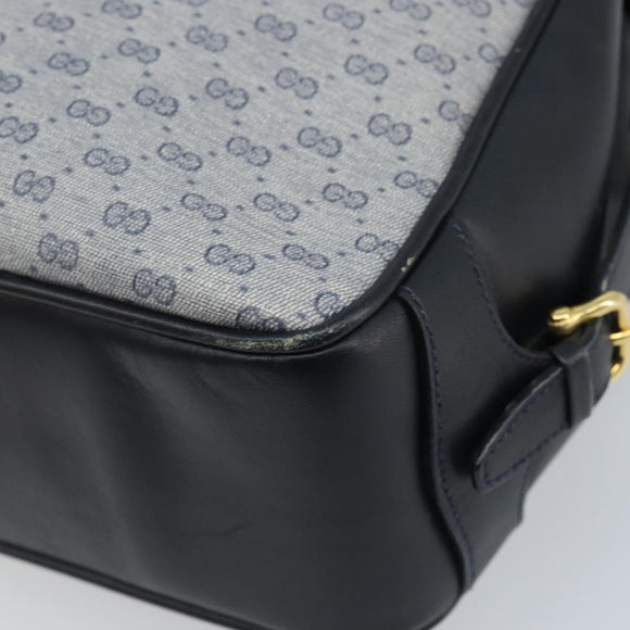 GUCCI Micro GG Supreme Hand Bag PVC Navy Gold Auth BA11789
