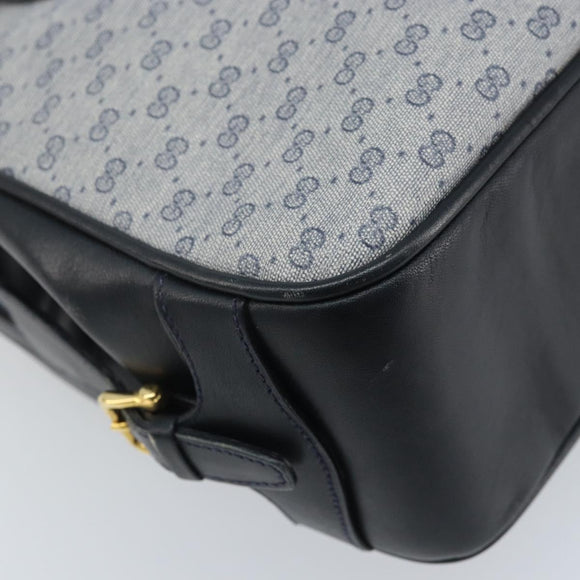 GUCCI Micro GG Supreme Hand Bag PVC Navy Gold Auth BA11789