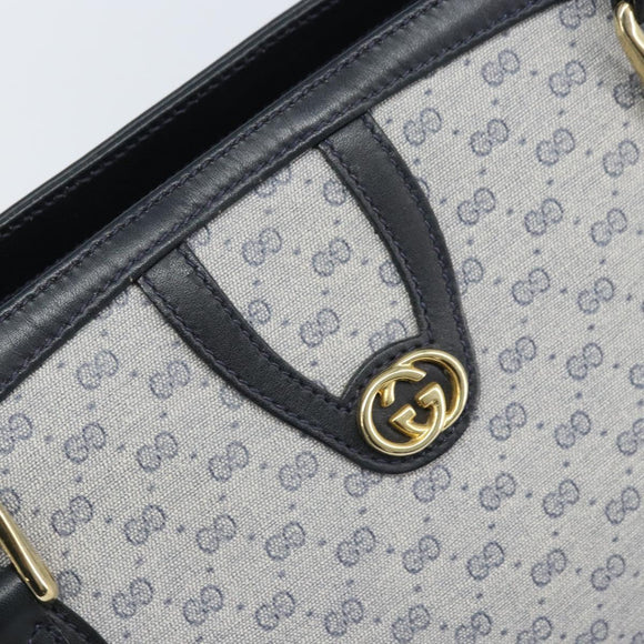 GUCCI Micro GG Supreme Hand Bag PVC Navy Gold Auth BA11789