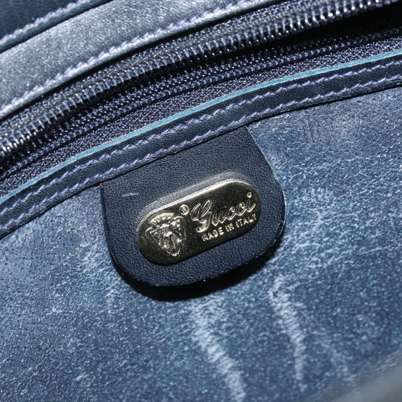 GUCCI Micro GG Supreme Hand Bag PVC Navy Gold Auth BA11789