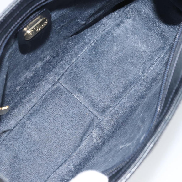 GUCCI Micro GG Supreme Hand Bag PVC Navy Gold Auth BA11789