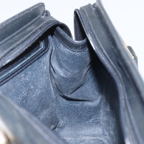 GUCCI Micro GG Supreme Hand Bag PVC Navy Gold Auth BA11789