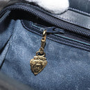 GUCCI Micro GG Supreme Hand Bag PVC Navy Gold Auth BA11789-20