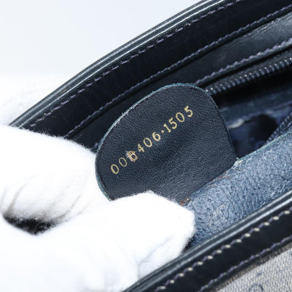 GUCCI Micro GG Supreme Hand Bag PVC Navy Gold Auth BA11789