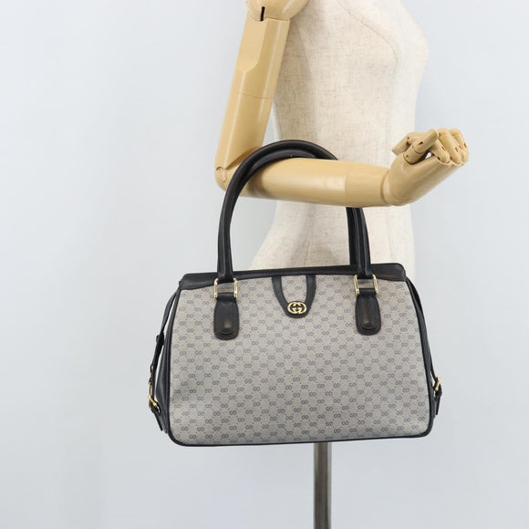 GUCCI Micro GG Supreme Hand Bag PVC Navy Gold Auth BA11789
