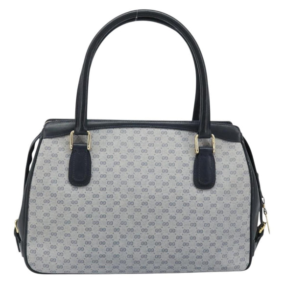 GUCCI Micro GG Supreme Hand Bag PVC Navy Gold Auth BA11789