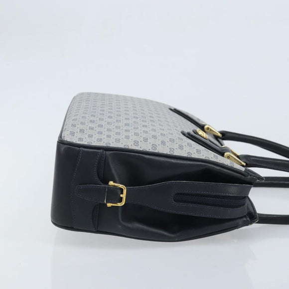 GUCCI Micro GG Supreme Hand Bag PVC Navy Gold Auth BA11789