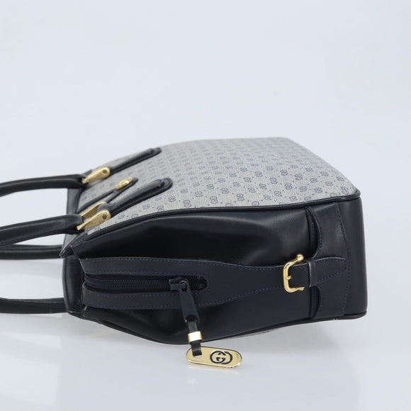 GUCCI Micro GG Supreme Hand Bag PVC Navy Gold Auth BA11789
