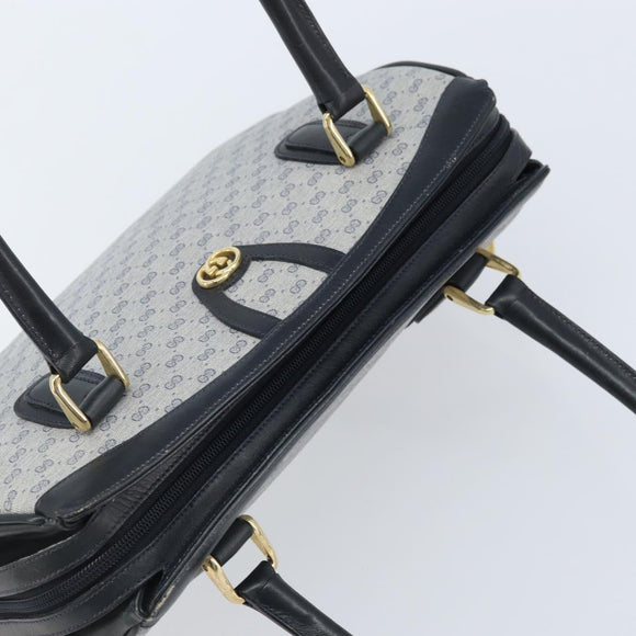 GUCCI Micro GG Supreme Hand Bag PVC Navy Gold Auth BA11789