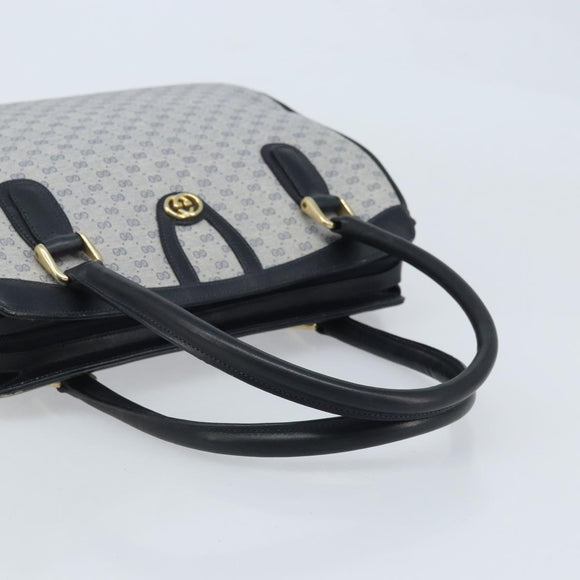 GUCCI Micro GG Supreme Hand Bag PVC Navy Gold Auth BA11789