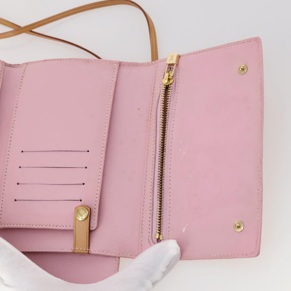 LOUIS VUITTON Monogram Vernis Walker Wallet Marshmallow Pink M91035 Auth BA11791