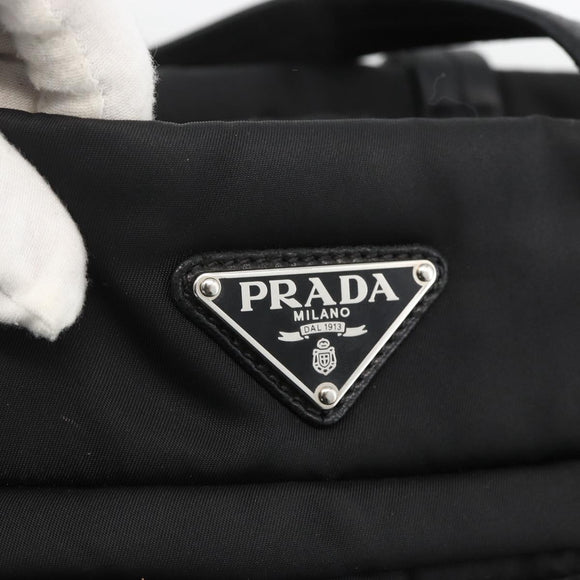 PRADA Tote Bag Nylon Black Silver Auth BA11792A
