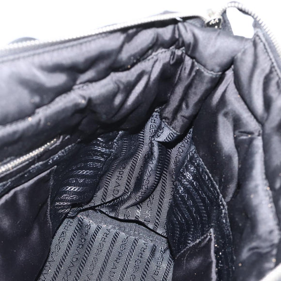 PRADA Tote Bag Nylon Black Silver Auth BA11792A