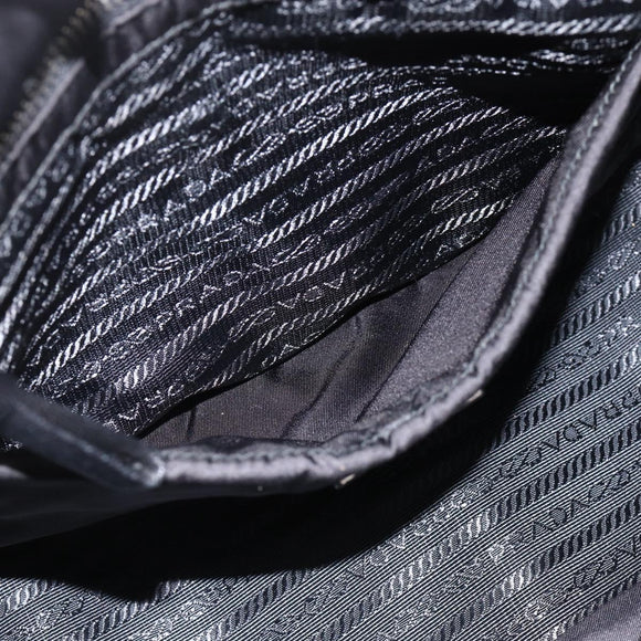 PRADA Tote Bag Nylon Black Silver Auth BA11792A