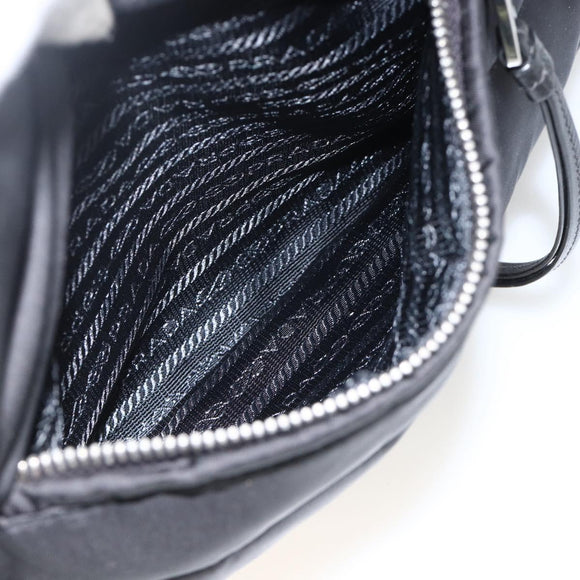 PRADA Tote Bag Nylon Black Silver Auth BA11792A