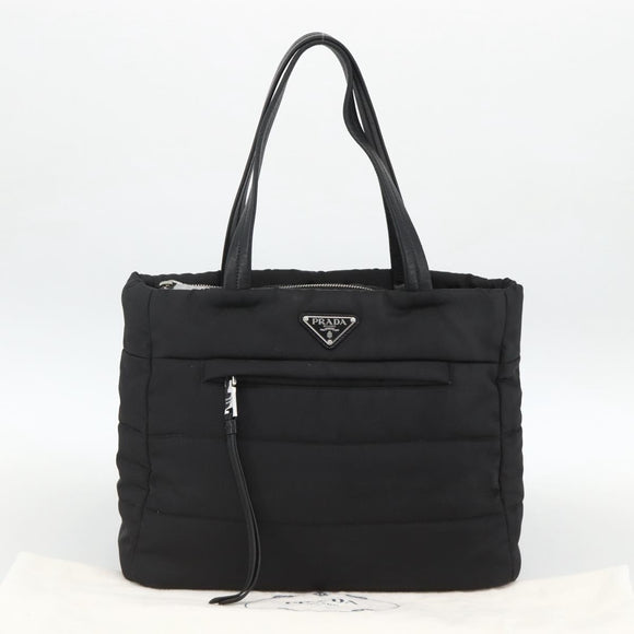 PRADA Tote Bag Nylon Black Silver Auth BA11792A