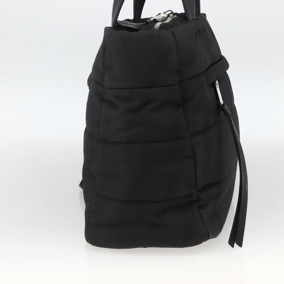PRADA Tote Bag Nylon Black Silver Auth BA11792A