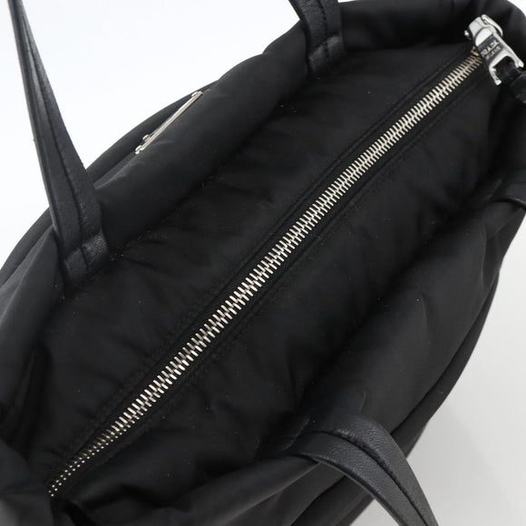 PRADA Tote Bag Nylon Black Silver Auth BA11792A