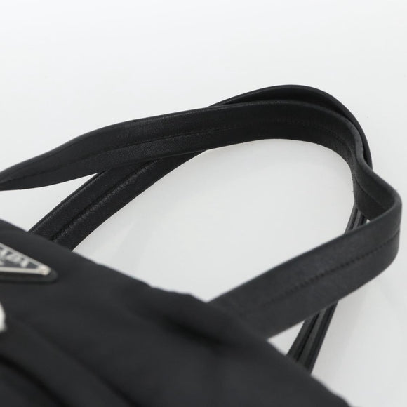 PRADA Tote Bag Nylon Black Silver Auth BA11792A