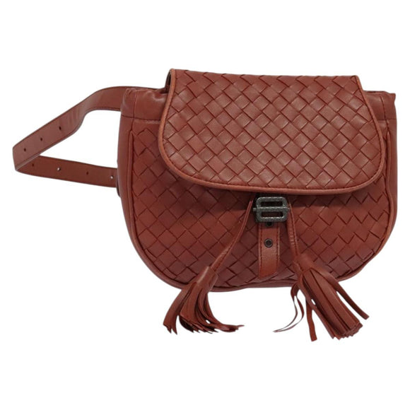 BOTTEGA VENETA INTRECCIATO Gürteltasche Leder Braun Auth BA118