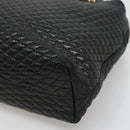 BALLY Quilted Hand Bag Leather Black Gold Auth BA1181-8