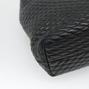 BALLY Quilted Hand Bag Leather Black Gold Auth BA1181-17