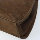 CHANEL Chain Shoulder Bag Suede Brown Gold CC Auth BA11810-10