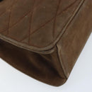 CHANEL Chain Shoulder Bag Suede Brown Gold CC Auth BA11810-11
