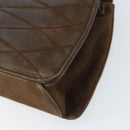 CHANEL Chain Shoulder Bag Suede Brown Gold CC Auth BA11810-12