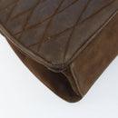 CHANEL Chain Shoulder Bag Suede Brown Gold CC Auth BA11810-13