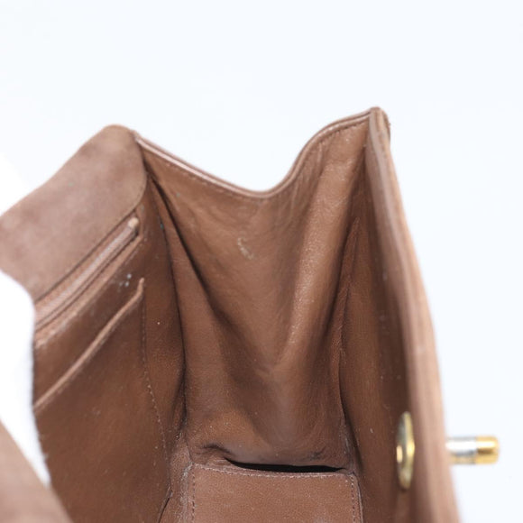 CHANEL Chain Shoulder Bag Suede Brown Gold CC Auth BA11810