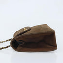CHANEL Chain Shoulder Bag Suede Brown Gold CC Auth BA11810-5