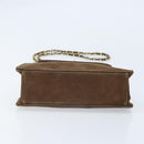 CHANEL Chain Shoulder Bag Suede Brown Gold CC Auth BA11810-9